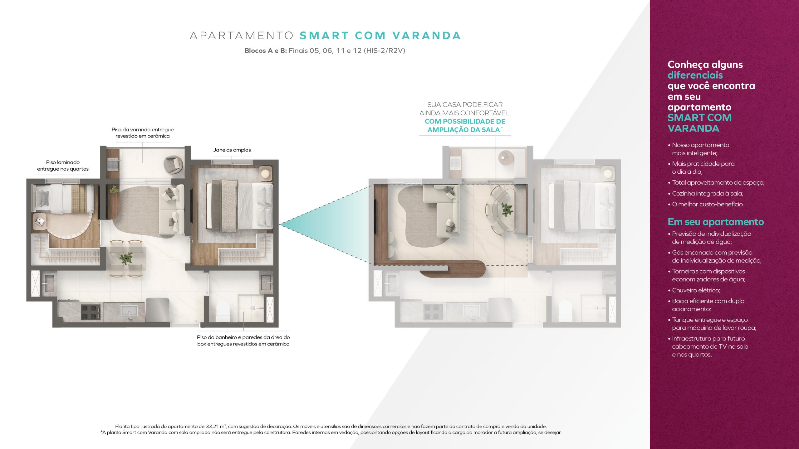 Smart com Varanda - Plantas