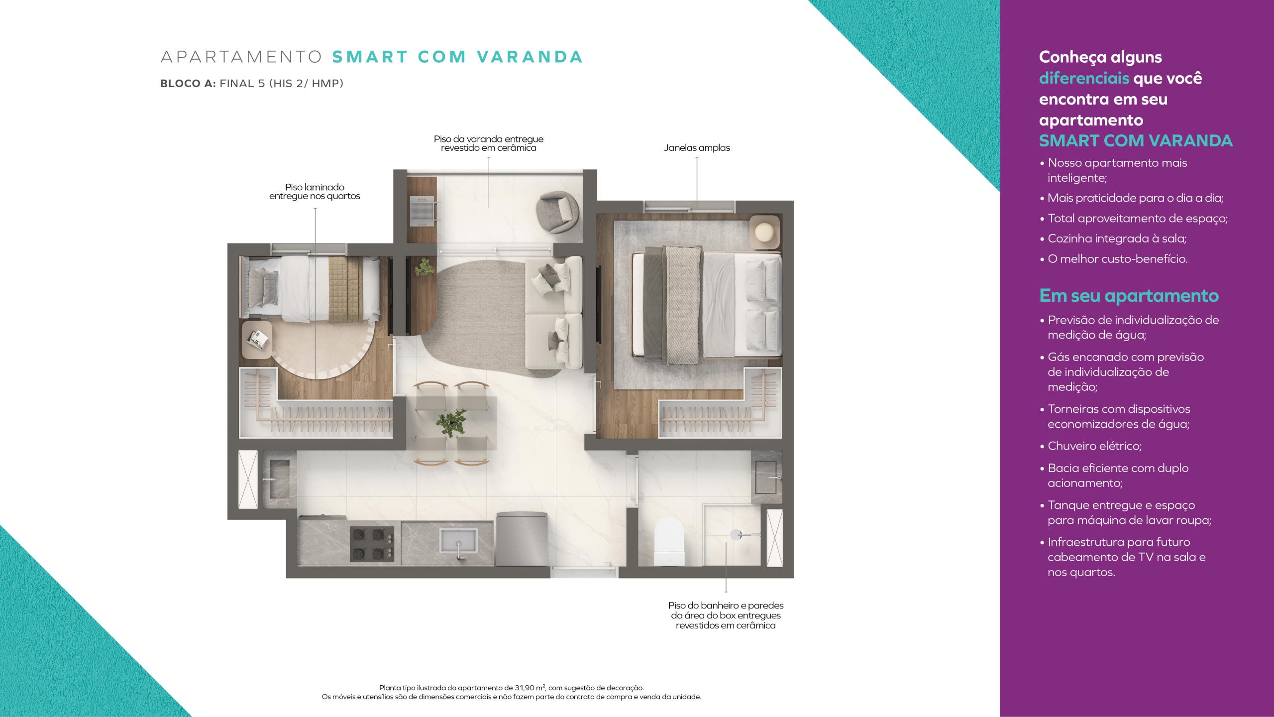 Smart com varanda