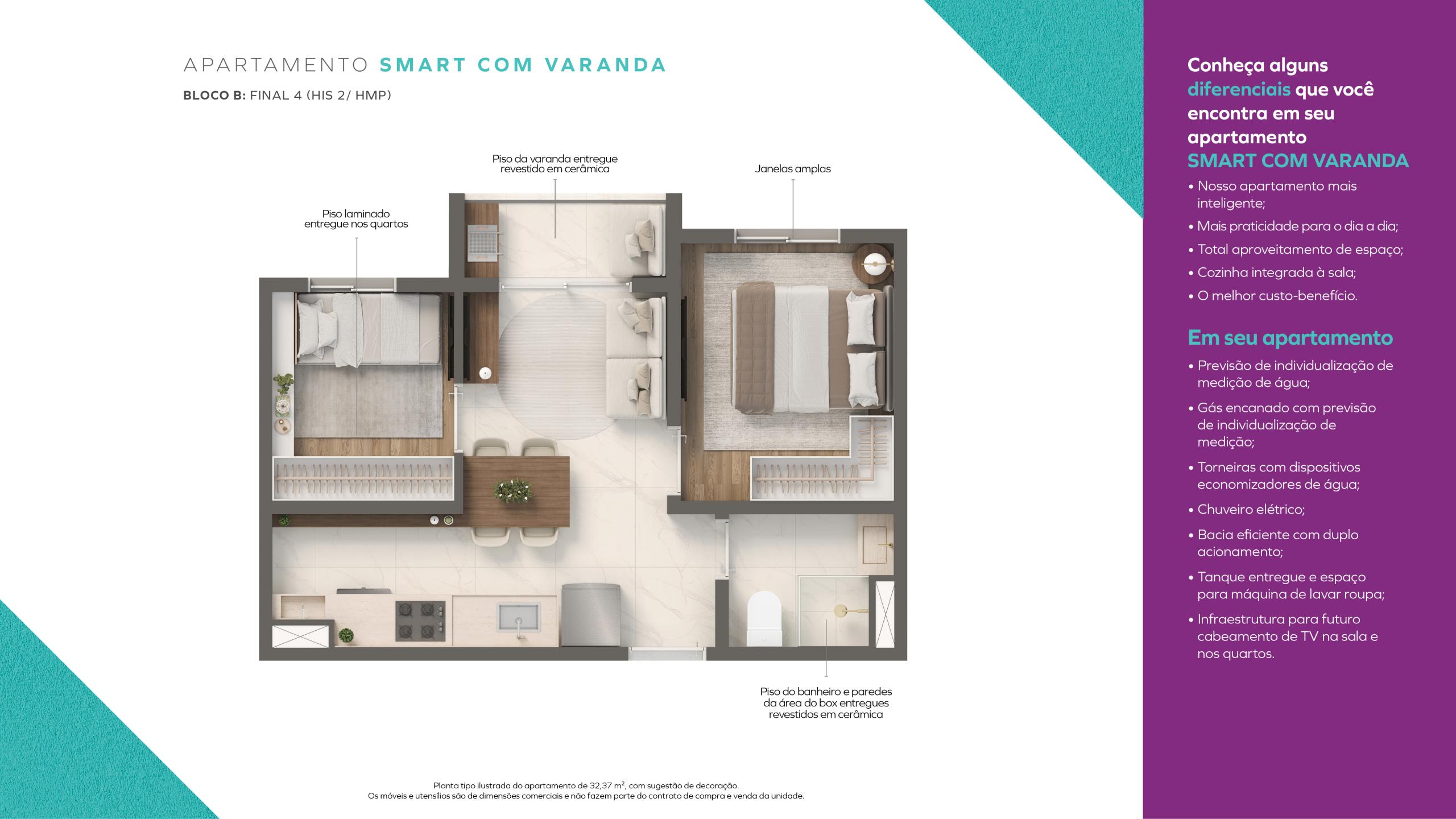 Smart com varanda