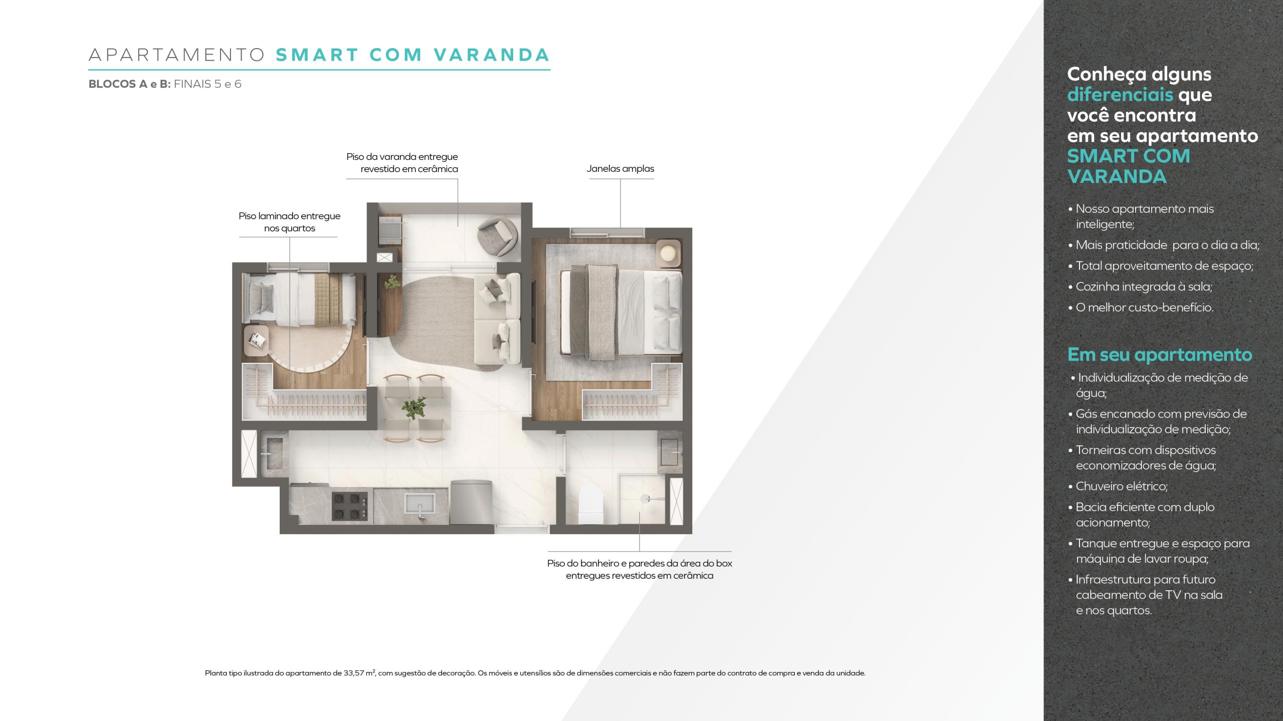 Smart com varanda