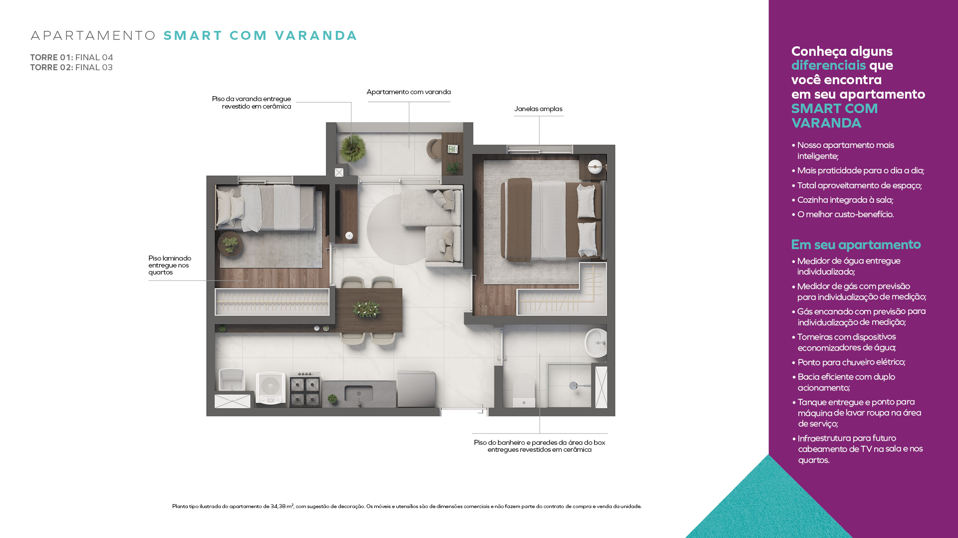 Smart com Varanda - Plantas