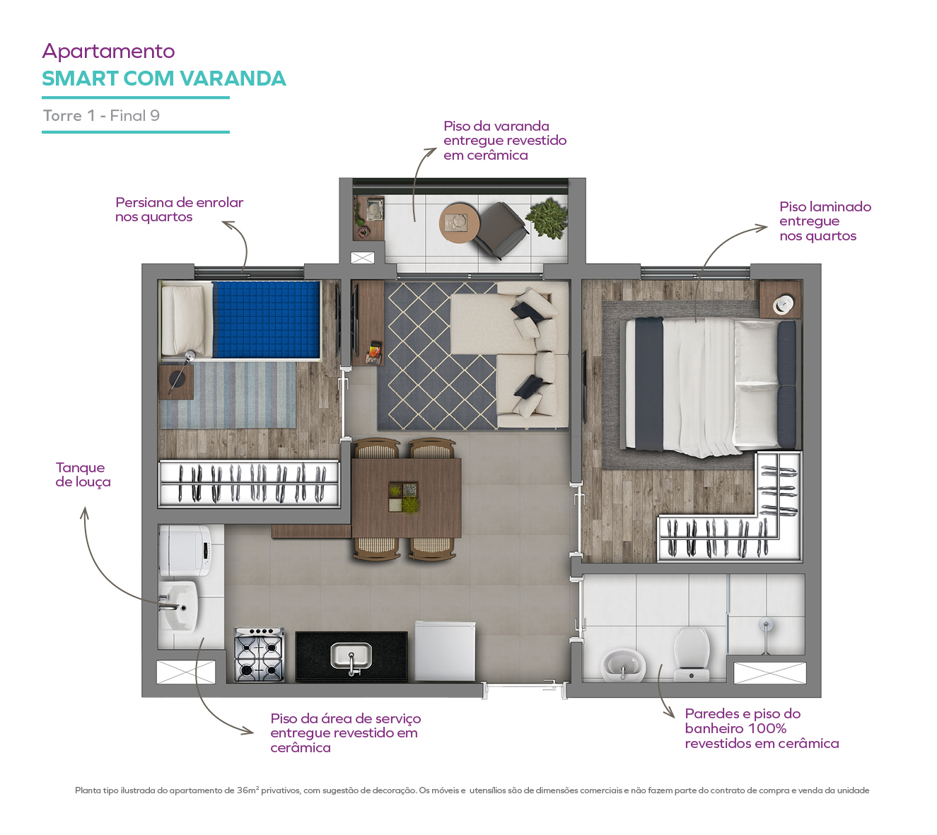 Smart com varanda