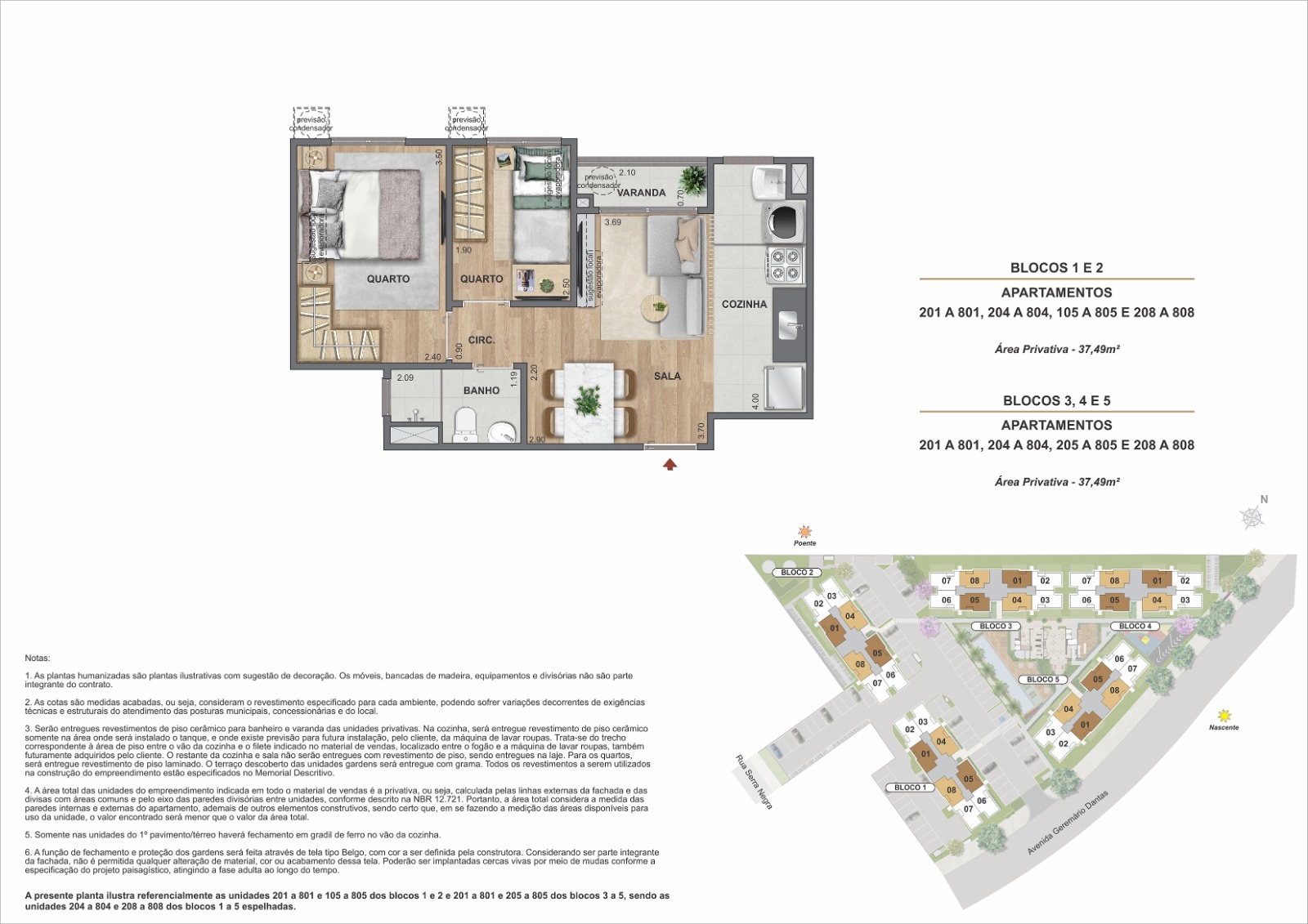 Área Privativa - 37,49m² - Opção Quarto