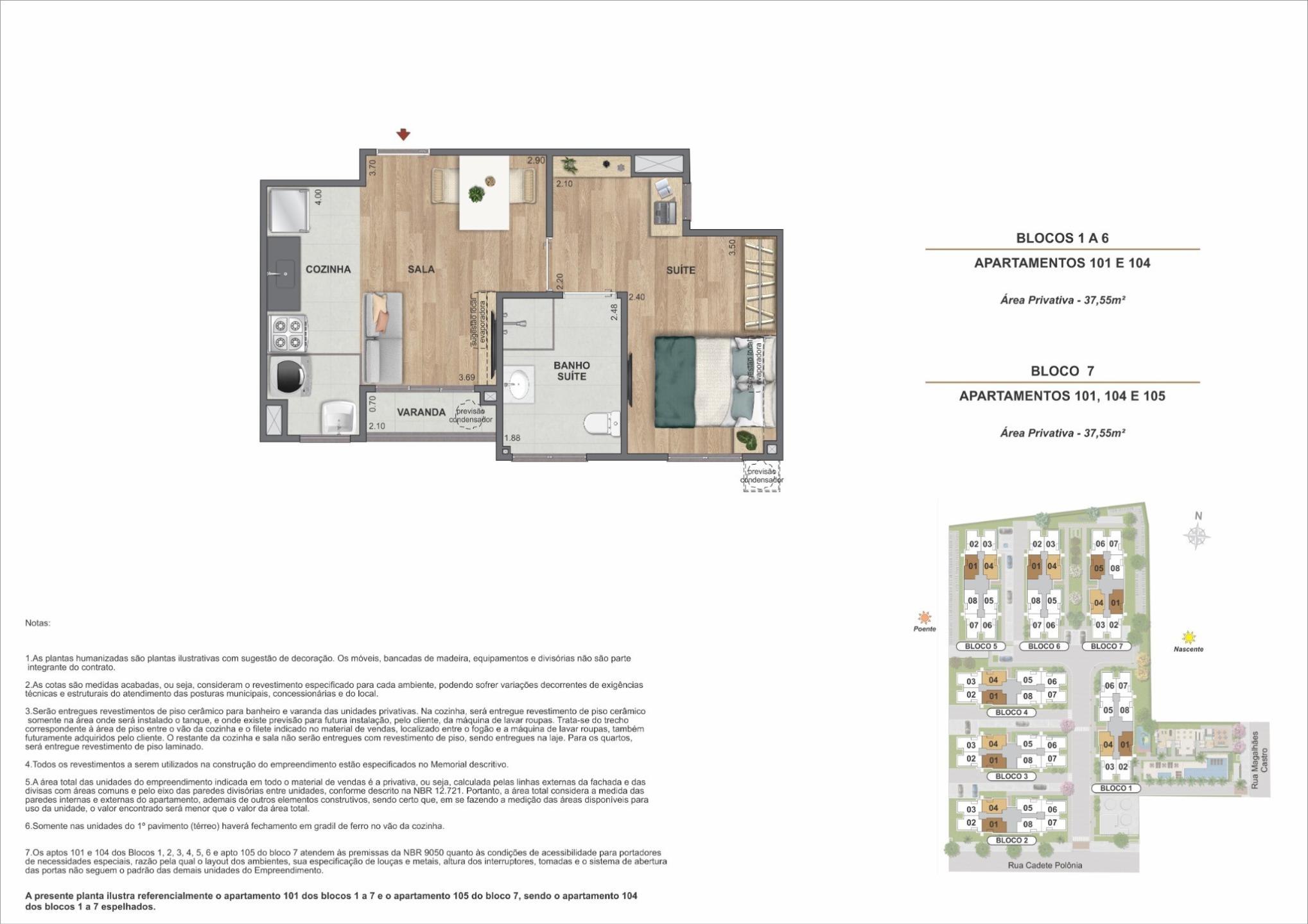 Planta Vivaz Connection Zona Norte - 1 quarto 37,55m²
