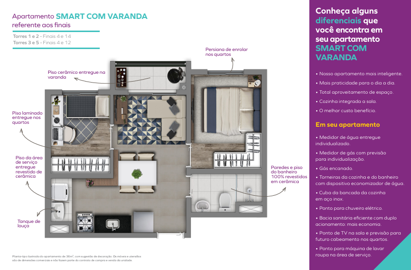 Smart com varanda