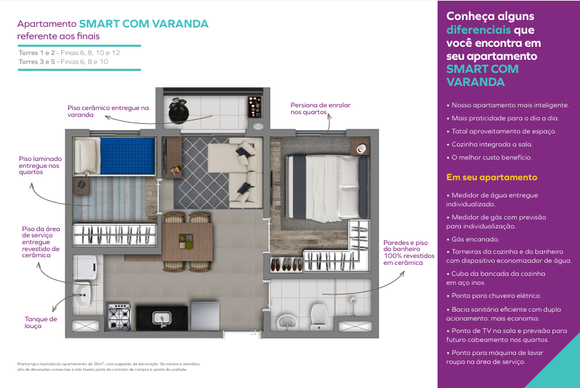 Smart com varanda