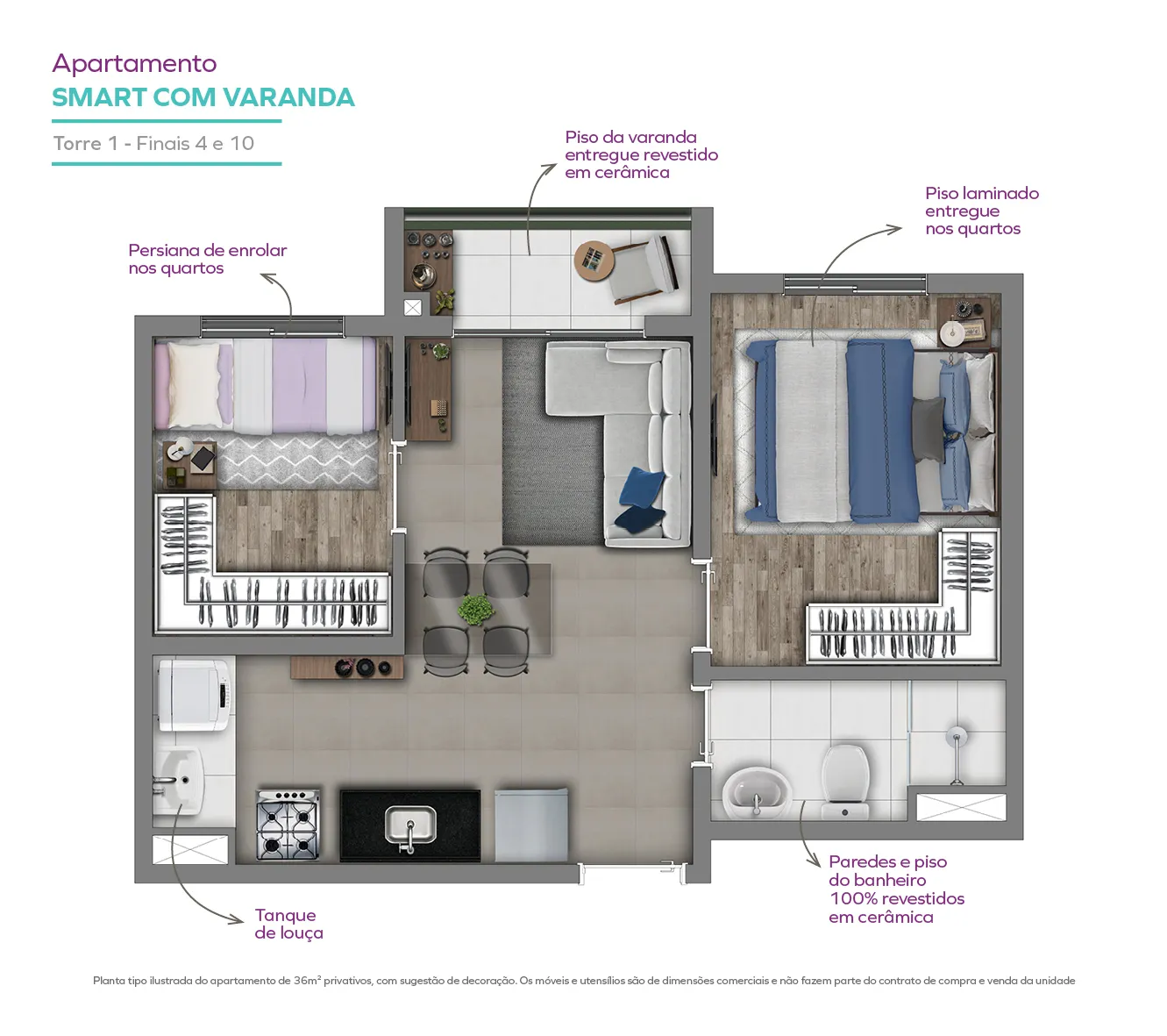 Smart com varanda