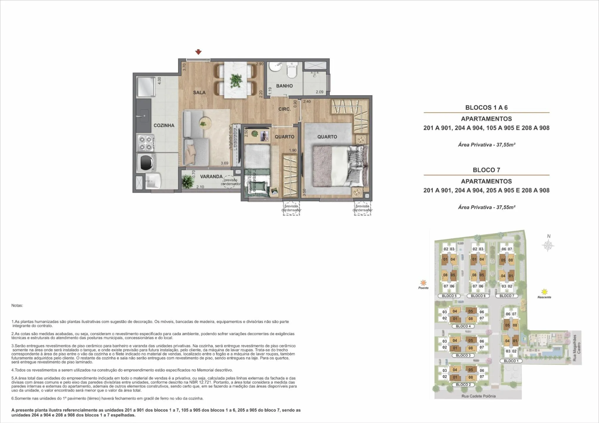 Planta Vivaz Connection Zona Norte - 2 quartos 37,55m²